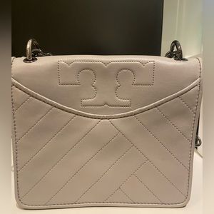 Tory Burch Grey Double Flapped Bag with Metal details - Magnetic flaps